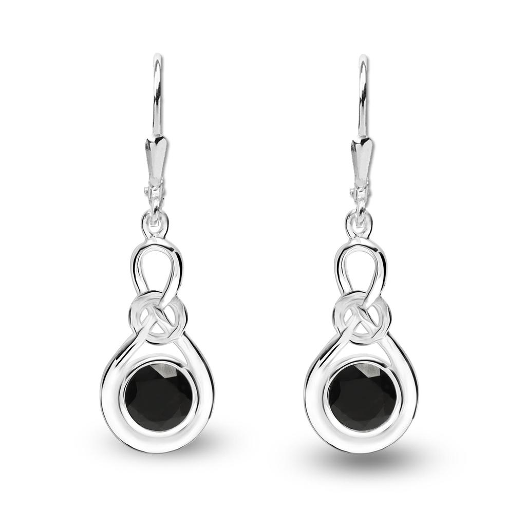 LeCalla S925 Sterling Sliver Jewelry Leverback Infinity Birthstone Earrings for Women (6 MM Black Onyx)