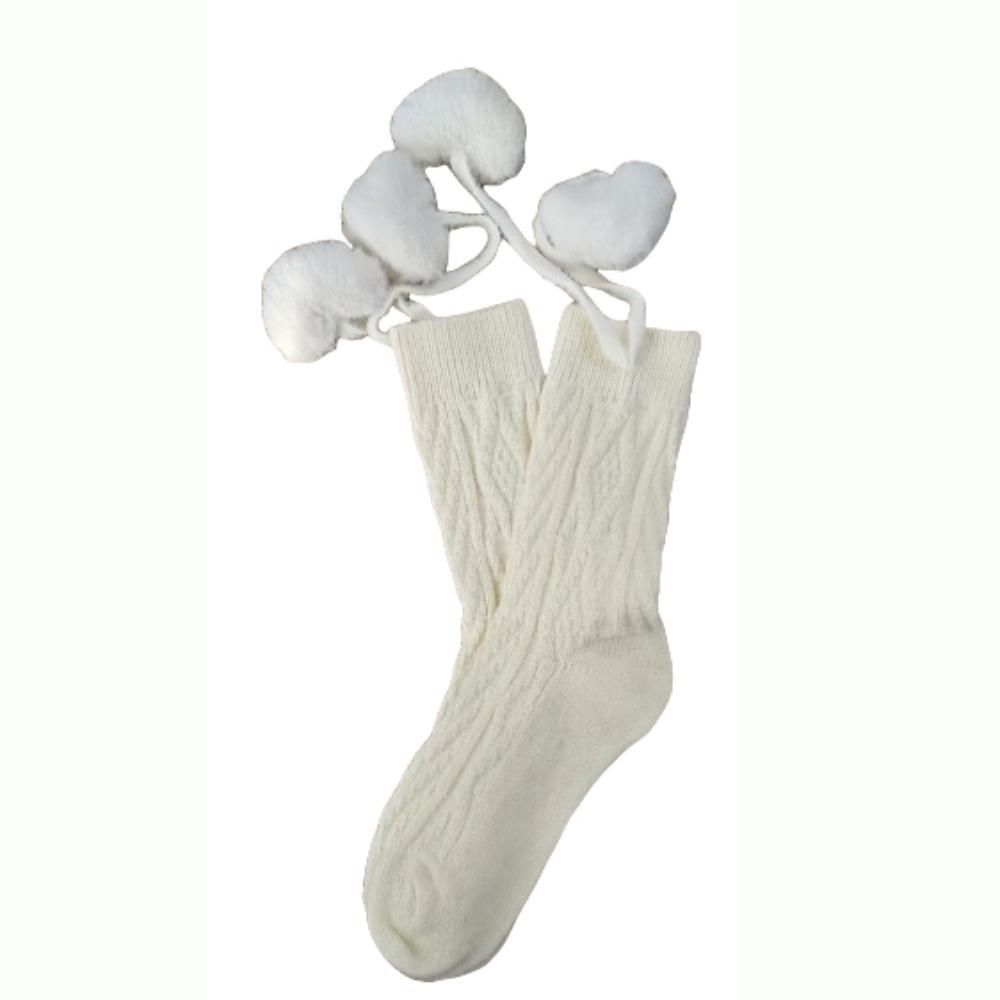 

Heart Mid Calf Stockings Sweet Socks Woman Elastic Knitted Mid-tube Socks Autumn белый