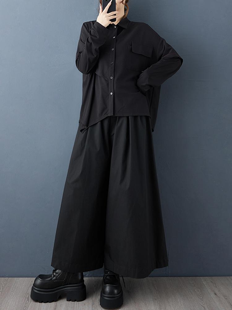 Xitao Black Irregular Patchwork Female Blouse GJ1248