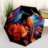 1pc Colorful Hummingbirds Amidst Vibrant Flowers Durable Cartoon Folding Umbrella,Compact Umbrella for Men and Women, Suitable for or Daily Use.N018