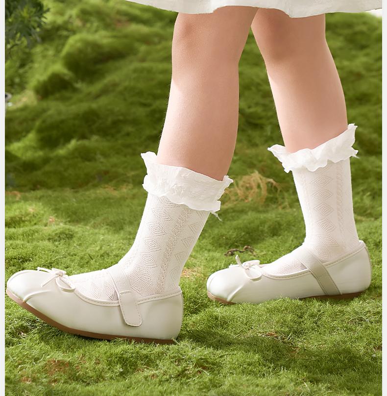 Girls' socks with spring and summer lace, children's summer boneless lace mesh socks, girls' babies' mid tube princess lace socks