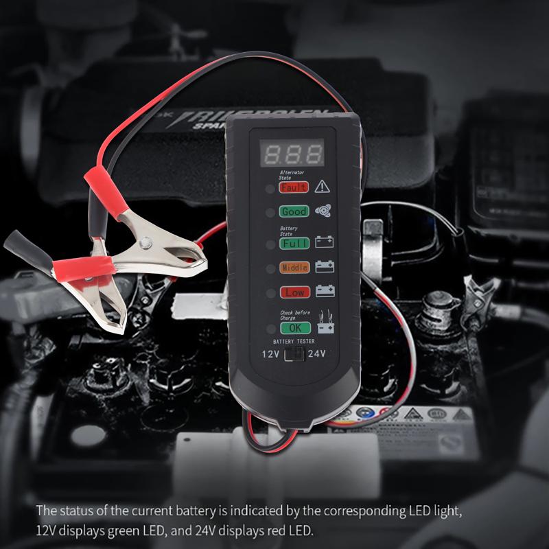 Taşınabilir Dijital Akü Yük Test Cihazı Alternatör Test Cihazı 12V 24V Otomotiv Motosiklet İçin Akü Durumunu Test Etmek İçin