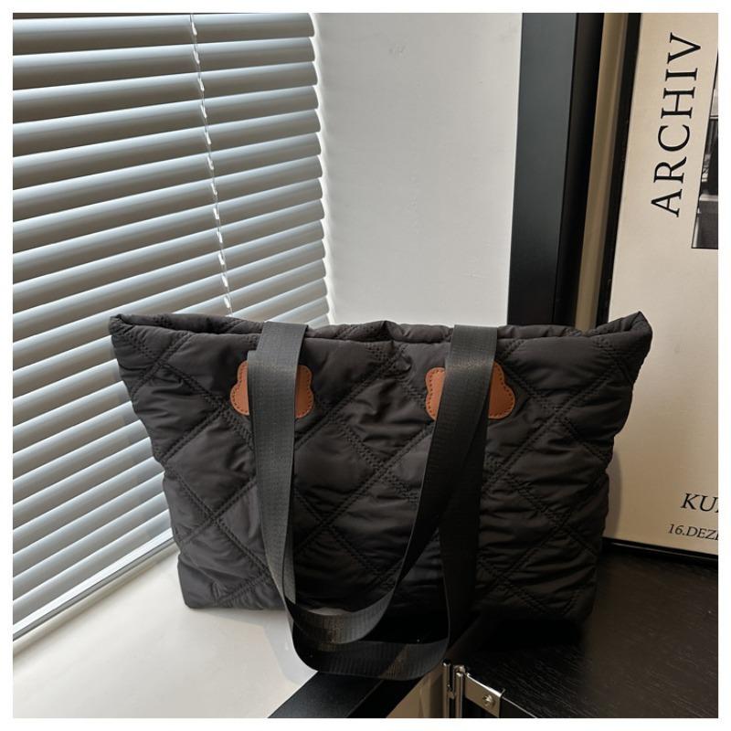 

Fashion lightweight cotton clothing bag women s commuter rhombus shoulder bag large capacity casual portable tote bag one size fits all