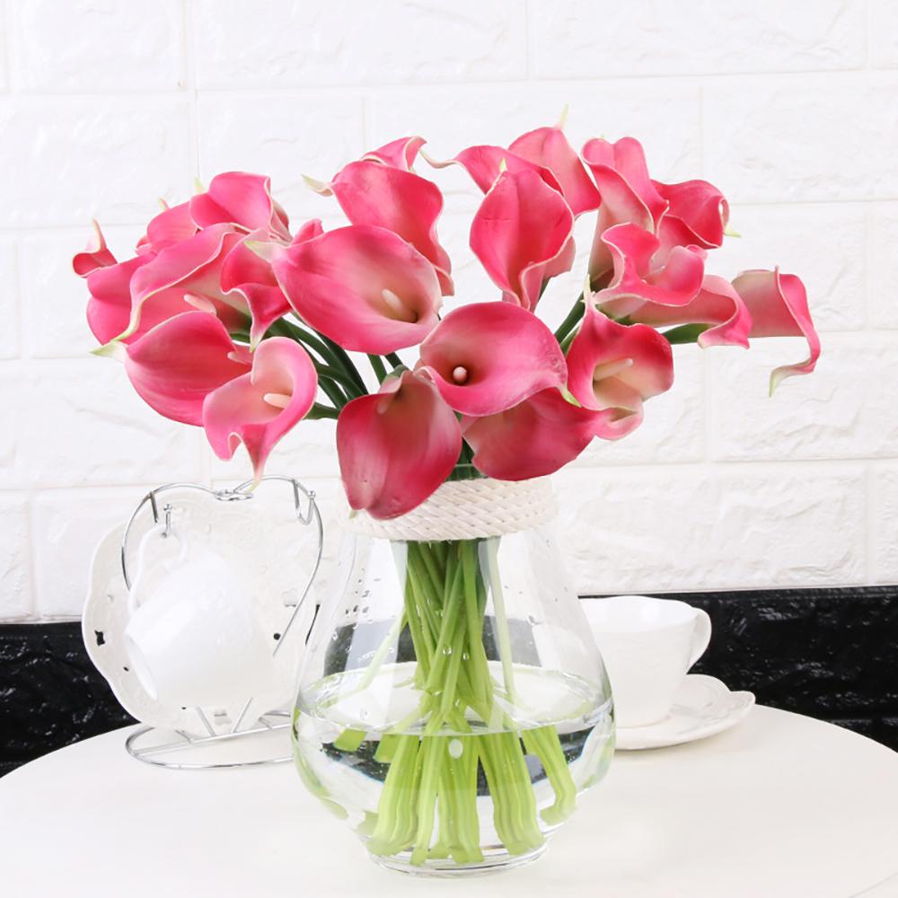 10PCS Real Touch Calla Lily Artificial Flowers Bridal Bouquets Home Office Wedding Party Decoration
