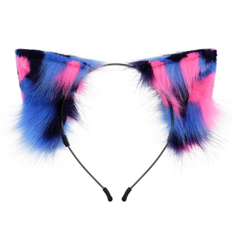 Plush Calico Cat Ear Headband With Tail Set Cosplay Anime Convention Costume Accessory