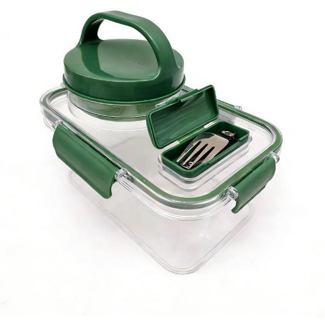 Portable Salad Box With 4 Seasoning Boxes, Rectangular Salad Crisper, Lunch Box, Food Storage Box, Camping Home Use