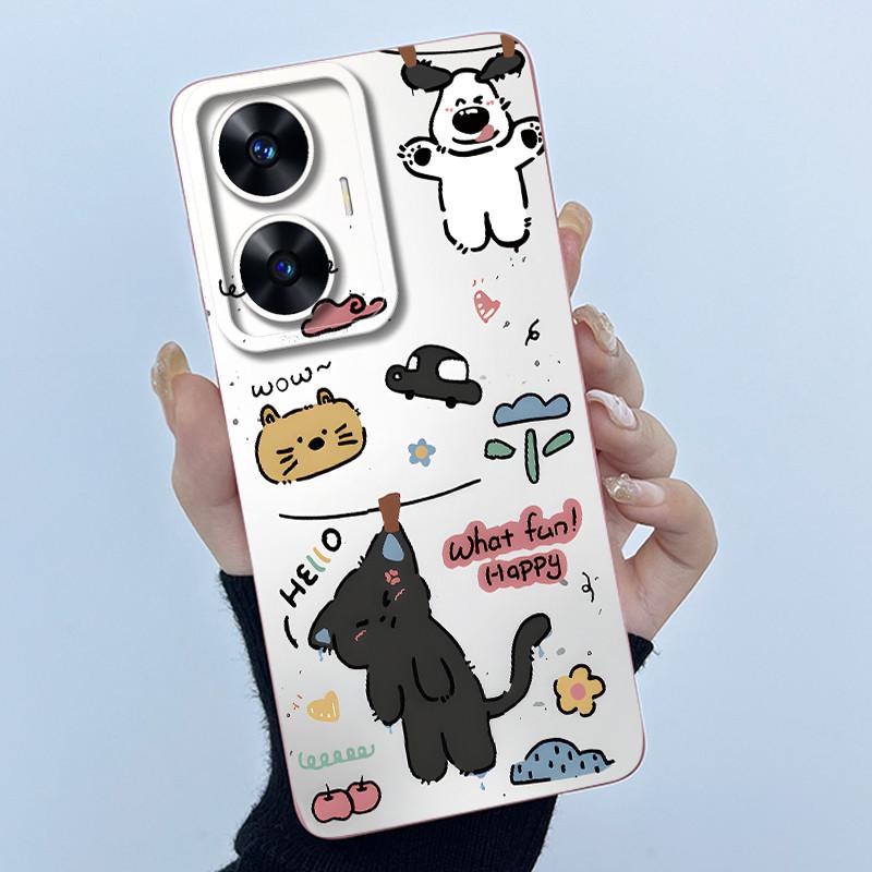 Hülle für Realme C55 NFC Realme C55 4G Narzo N55 2023 Handyhülle Süßer Panda Süße Mädchen Katzen Weiches Silikon Stoßfeste Abdeckung