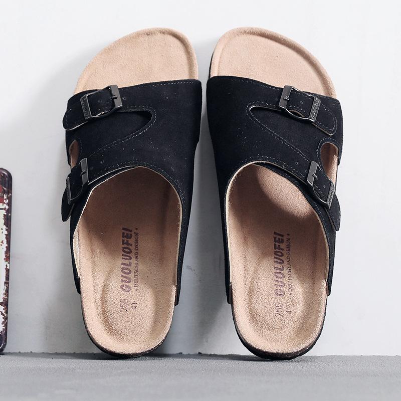 New  Genuine Leather Shoes Open Toe For Men Slippers Big Size Outdoor Casual Cow Suede Sandals