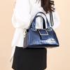 Women’s Crocodile Texture Top Handle Bag with Gold Buckle Casual Chic Shoulder Handbag for Daily Office Use