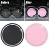 New Bling Rhinestone Water Cup Holder Drink Pad Interior Decoration Cute Anti-slip Round Black Mat Coaster Car Accessories