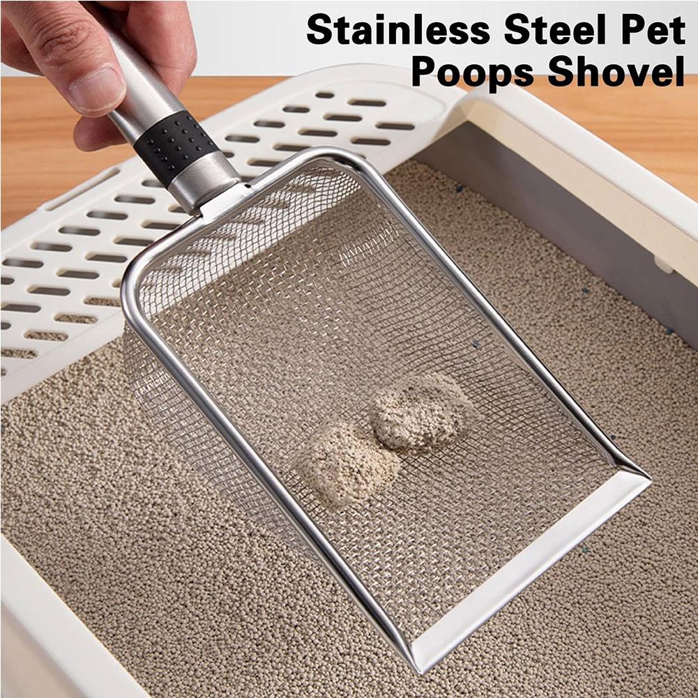 1/2pcs Stainless Steel Cat Litter Scoop Durable Easy Clean Ergonomic Handle Rust-Resistant Ideal For Quick Waste Removal