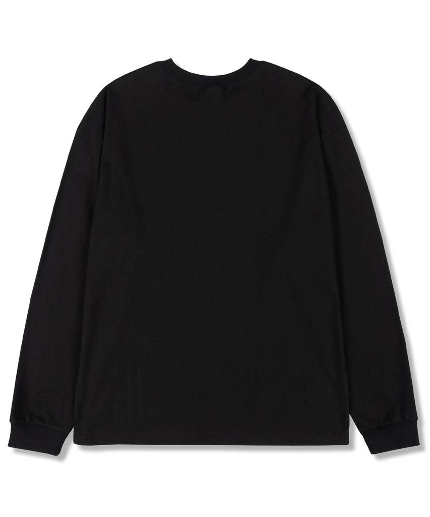 MIDNIGHT12AM Starpoint Oversized Long Sleeve T-Shirt Black (Ribbed Cuffs Selectable)
