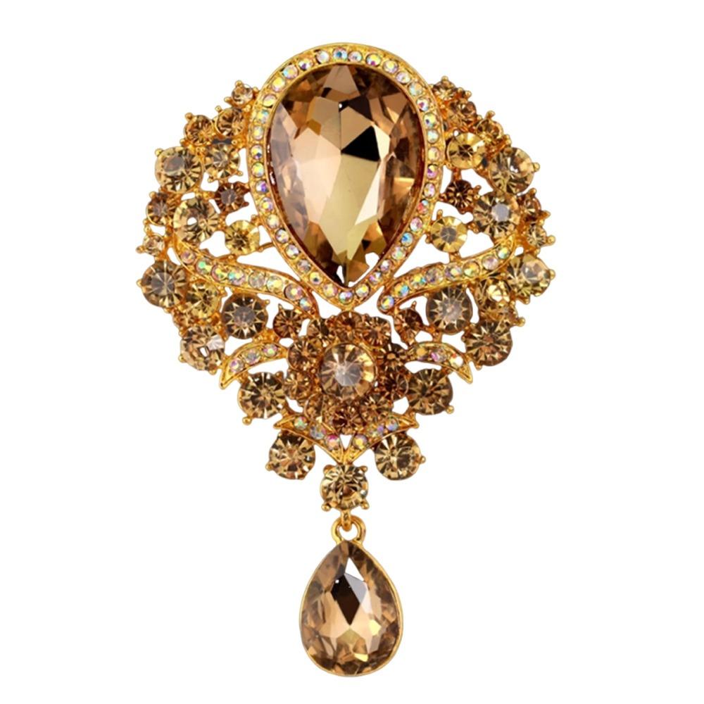 Trendy Clear Crystal Wedding Brooch Water Drop Shape Flower Design Bridal Brooch DIY Bridal Accessory Bridal Bouquet