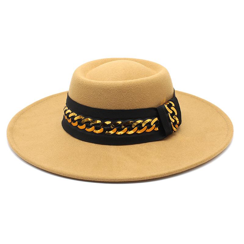 Cashmere Hat Men'S And Women'S Versatile Dome Concave-Convex Top 9.5Cm Big-Brimmed Woolen Felt Hat Top Hat