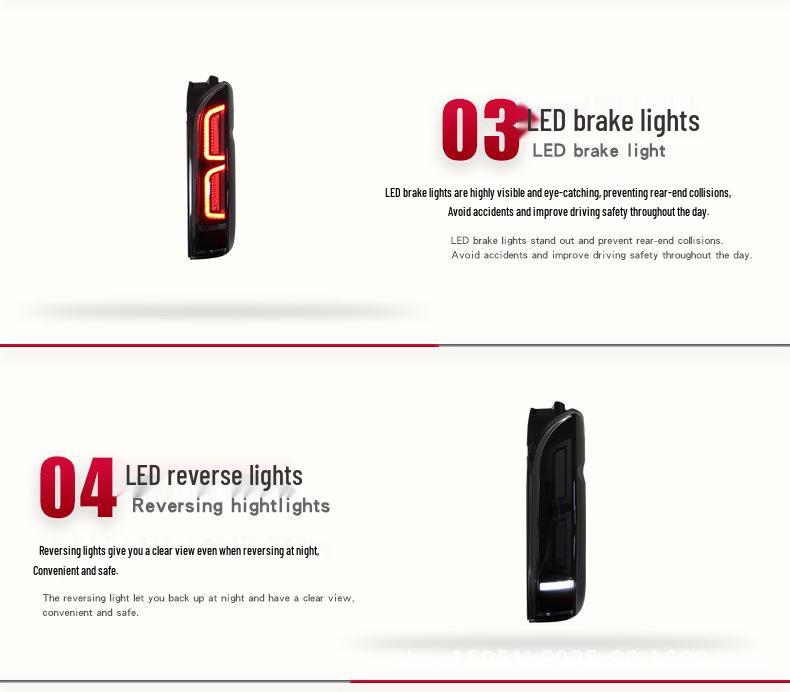 05-18 Toyota Hiace LED Taillight Assembly with Sequential Turn Signal & Daytime Running Light