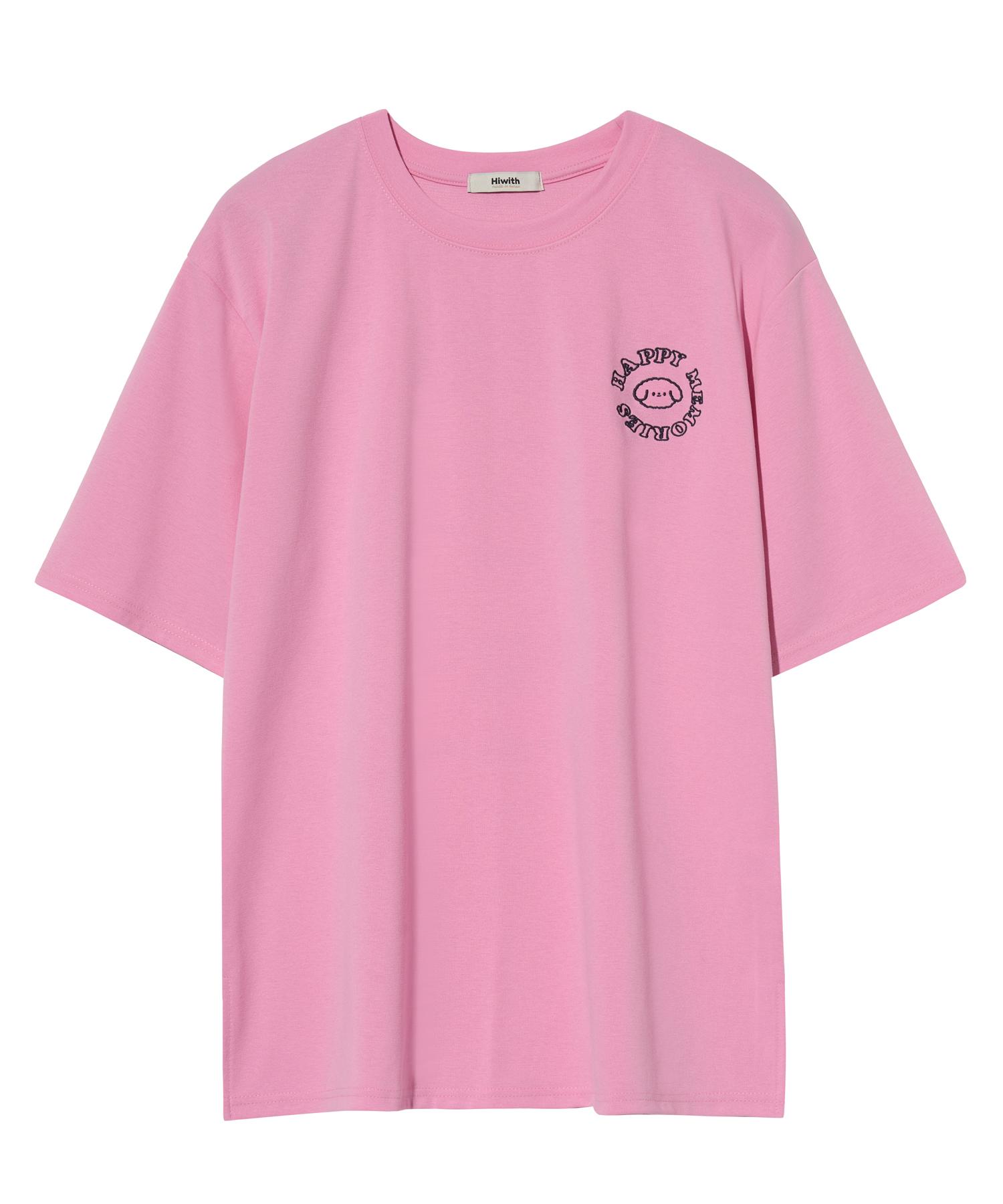Hi With Happy Short Sleeve T-Shirt_Light Pink Light Pink/Free