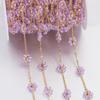 2Meters 1Meter Stainless Steel Purple Pink Crystal Flower Natural Stone Beads Chains for Necklace Bracelet Jewelry Making DIY
