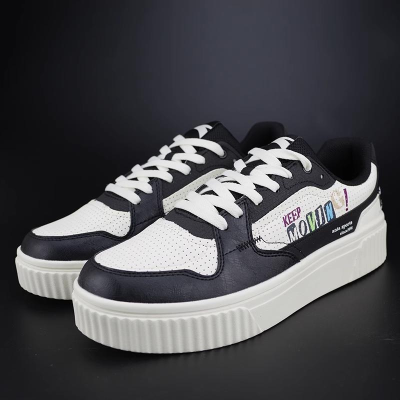 Anta Leather Slip Resistant, Abrasion Resistant, Breathable Low top Skateboard Shoes Women's White Black 122238061-2