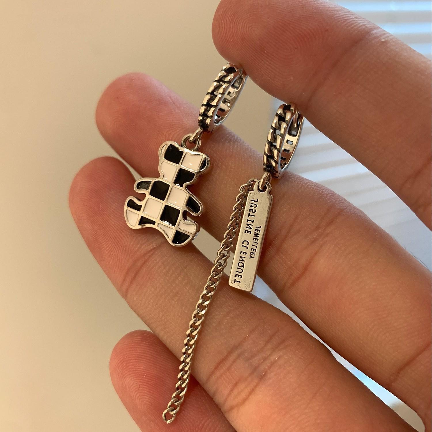 

Корейські асиметричні ретро сережки-підвіски з самоцвітами та листом кохання, голка зі срібла S925