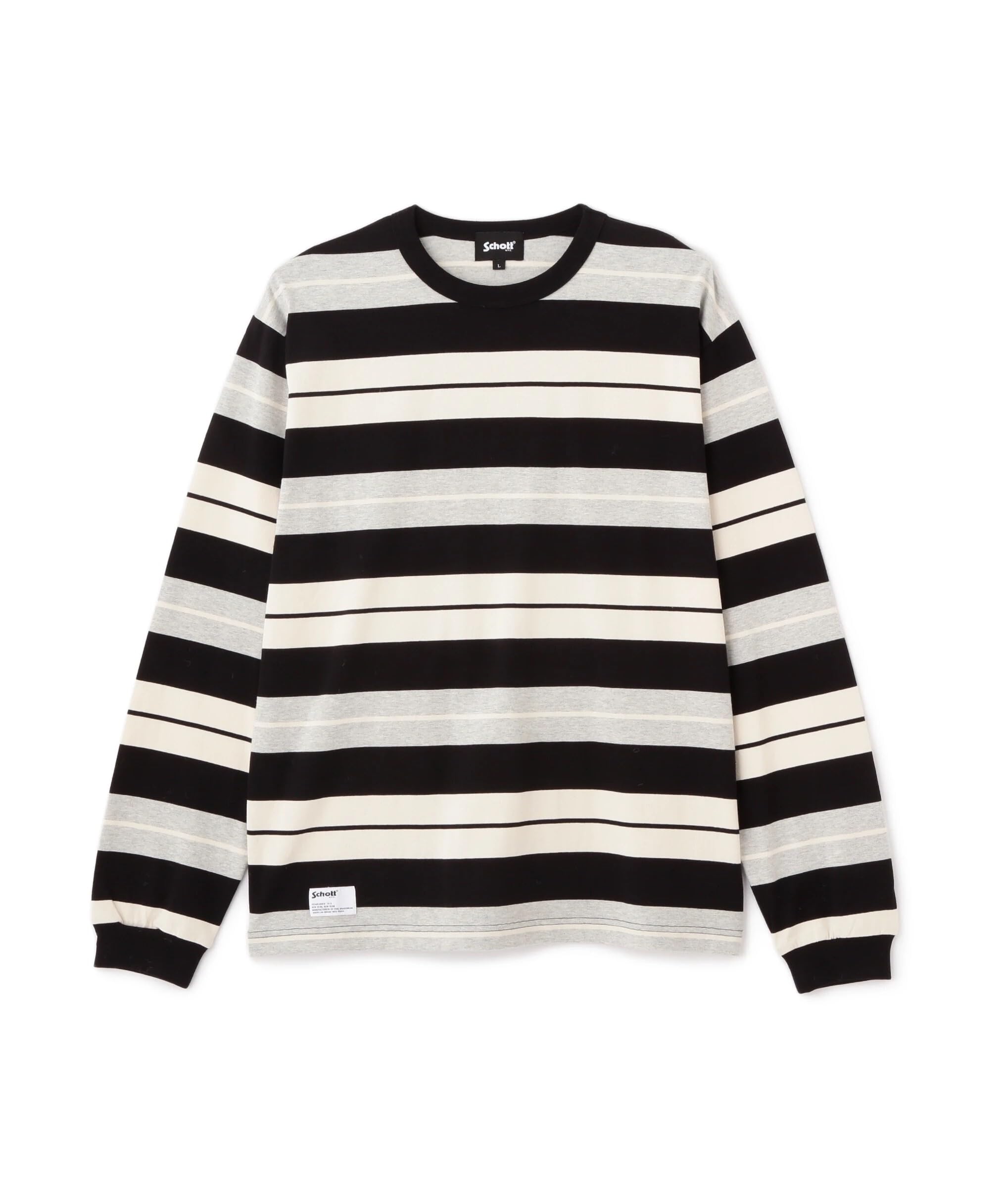 Schott O.G. BORDER LS T-SHIRT, Men s, Size 2XL, 010, Black, 782-5230011