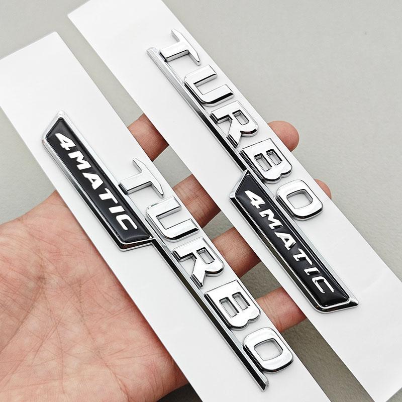 2PCS ABS Car Letter Side Fender Logo TURBO 4MATIC Badge Emblem Sticker For Mercedes Benz AMG A45 CLA35 45 X247 W213 Accessories