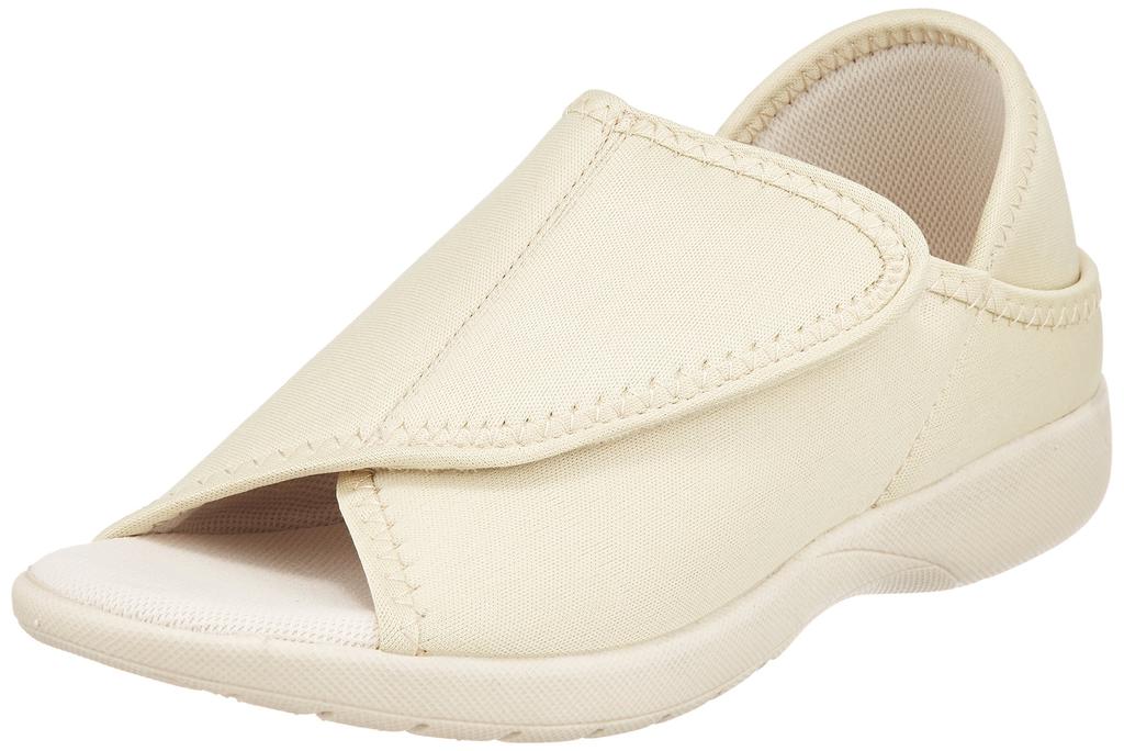 Kobes Room Shoes Large Slippers, Heel-Free (Open Toe), Beige,