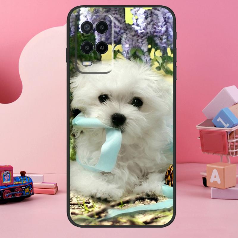 Cartoon Maltese Dog Case For Oppo A5 Pro A15 A17 A57 A77 A18 A38 A58 A78 A98 A94 A74 A54 A16 A76 A96 A40 A60 A80
