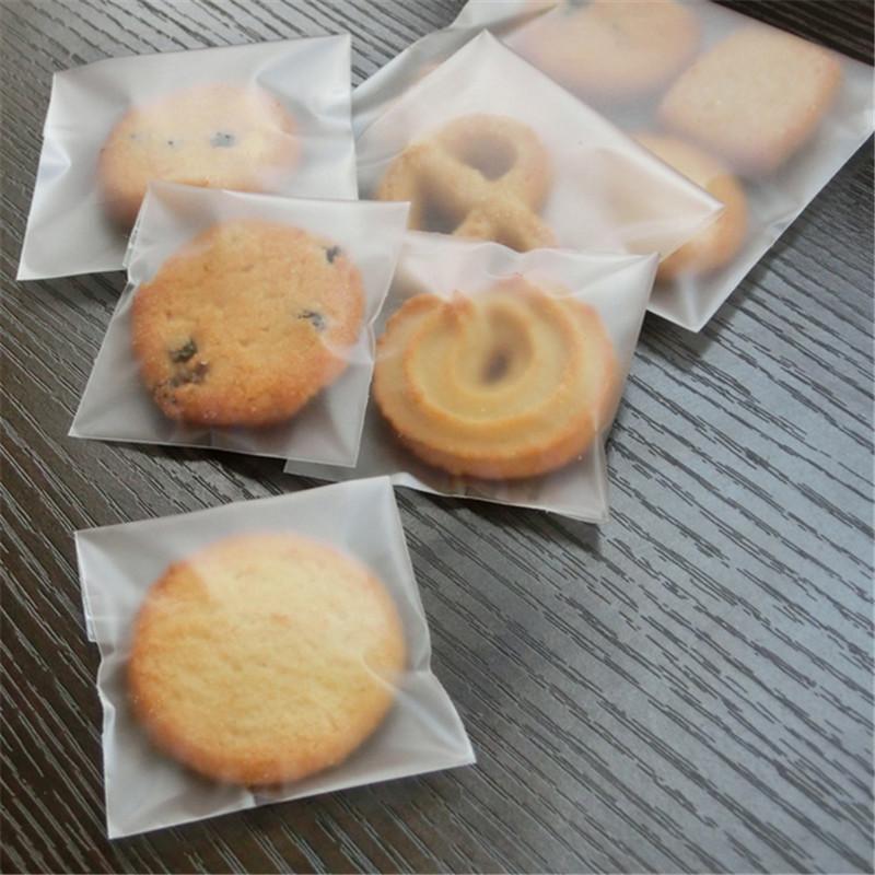100 Pcs/lot Thick Frosted Cookie Self-Adhesive Bag Button Biscuit Cookies Packaging Translucent Without Pattern