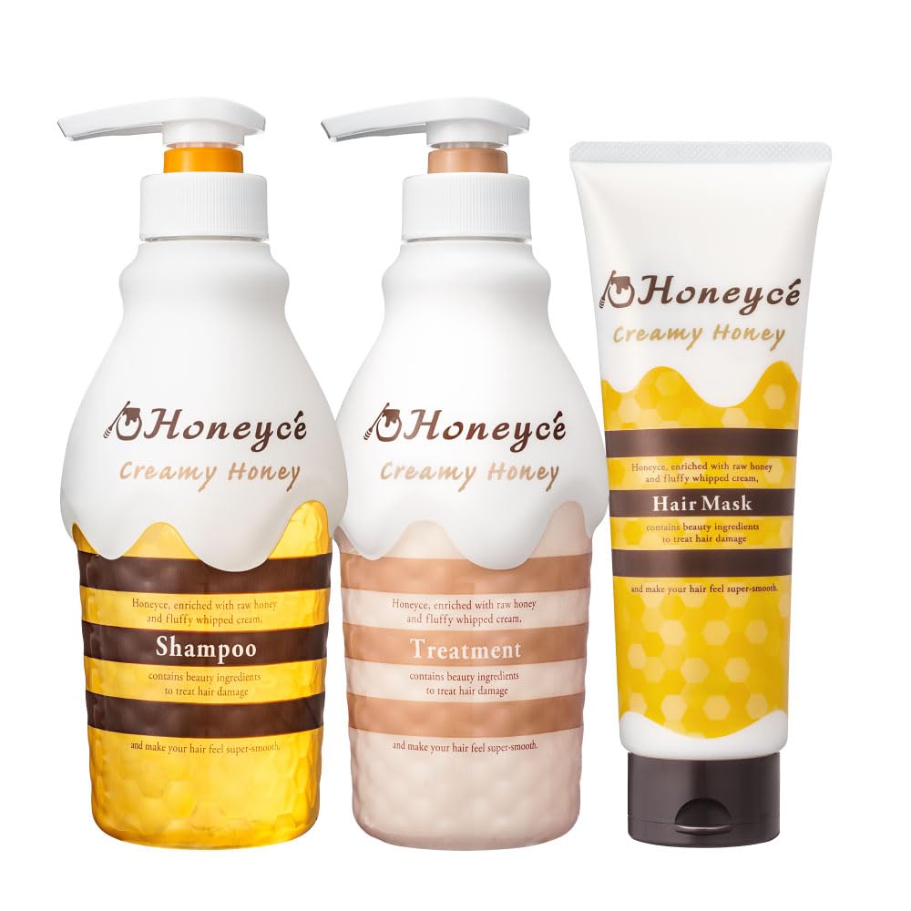 

Honeyche Creamy Honey Set Шампунь Уход за волосами Сделано в Японии Восстановление повреждений Увлажняющий салонный набор для интенсивного ухода [набор из 3 предметов] [Мед