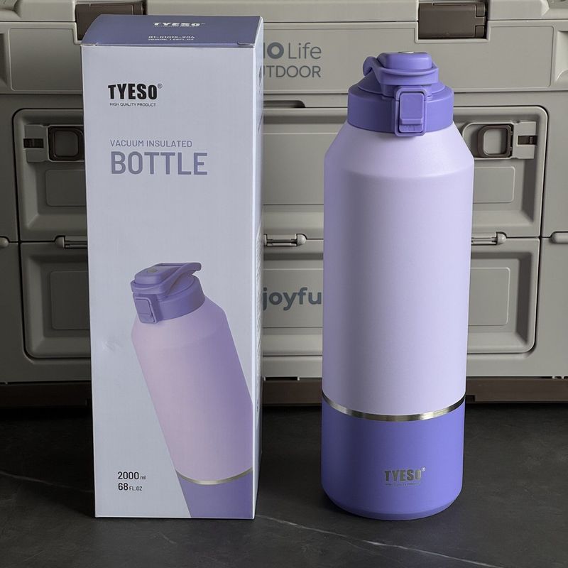 Tyeso304 Stainless Steel Portable Sports Bottle 2000ml Ultra-Large Capacity Thermos Cup Outdoor Portable Direct Drinking Cup