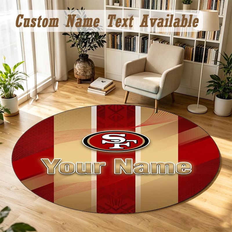Round Rug Custom NameSan Francisco 49ers Pattern Non Slip Carpet Home Floor Decor