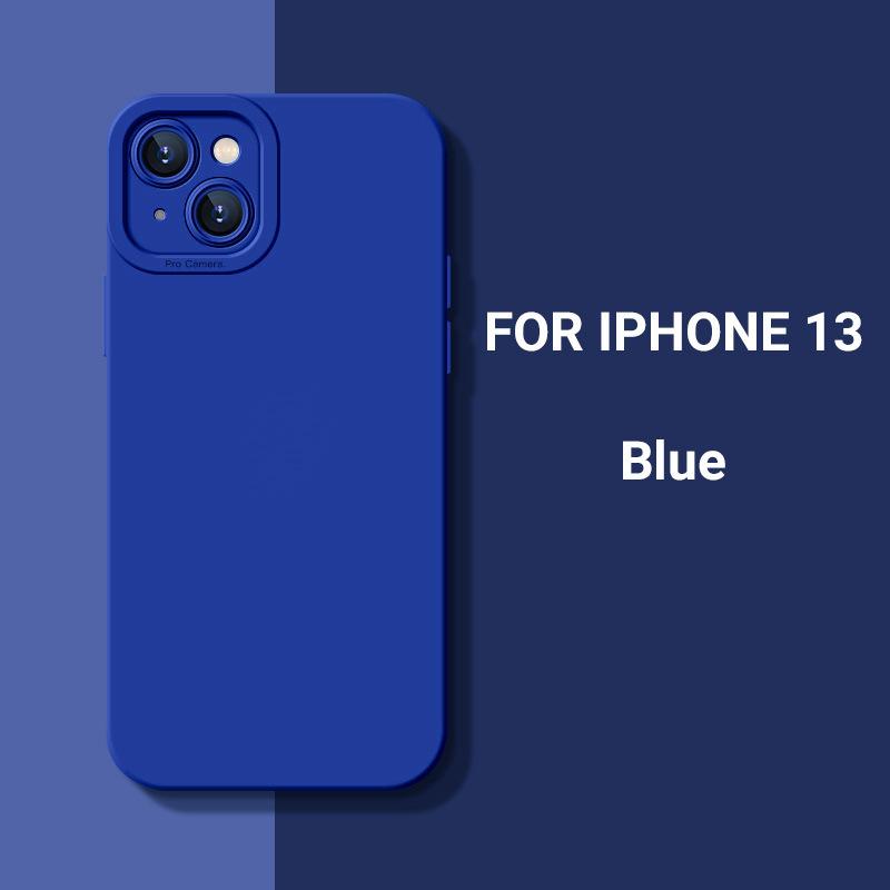Applicable to iPhone13 mobile phone case Apple 12Pro cat eye straight edge Lake blue silicone tpu matte anti-drop cover