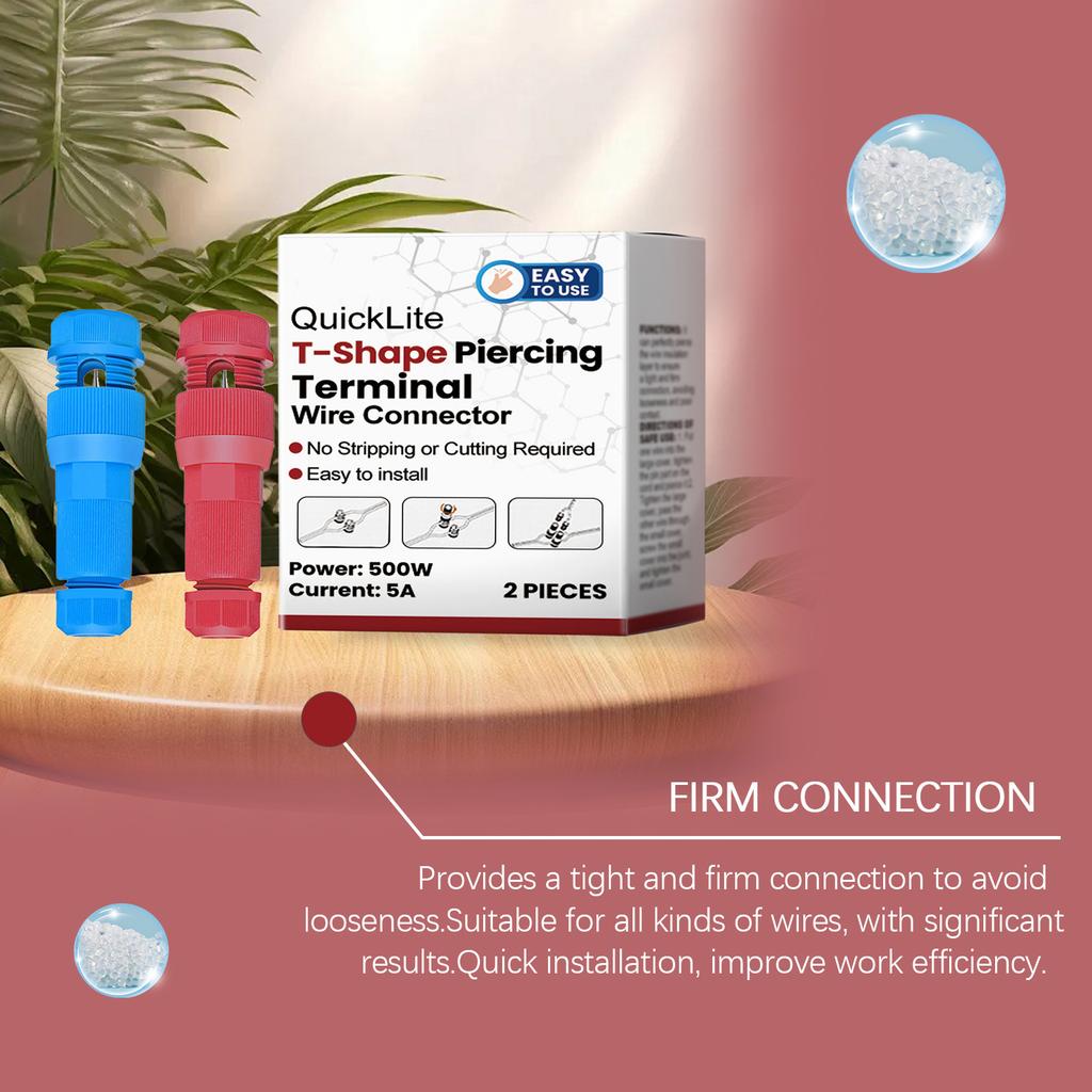 Pack Of 2 Puncture Terminal Wire Connectors Easy Installation Piercing Tool Compact Designs For Home And Auto Projects