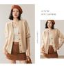 Women's V-Neck Cashmere Cardigan - 2025 Fall/Winter: Ribbed, Gentle, Slimming, Loose-Fit Short Jacket