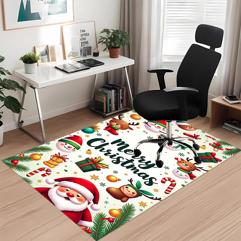 Christmas Printed Carpet, for Office Chair Living Room Bedroom Kitchen Room Decor Gifts.
