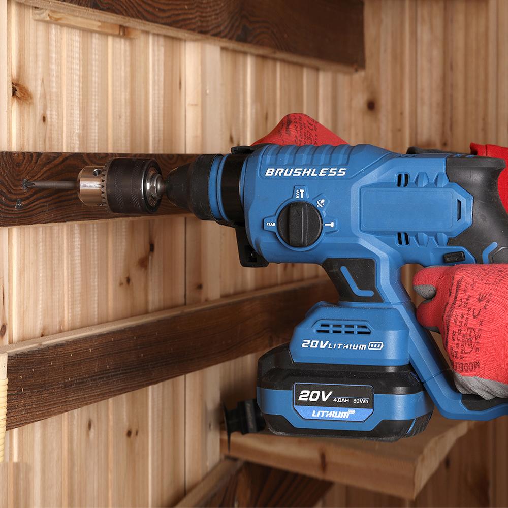 Akku-Bohrhammer, inklusive wiederaufladbarem 20-Volt-4,0-Ah-Lithium-Ionen-Akku, Schnellladegerät,