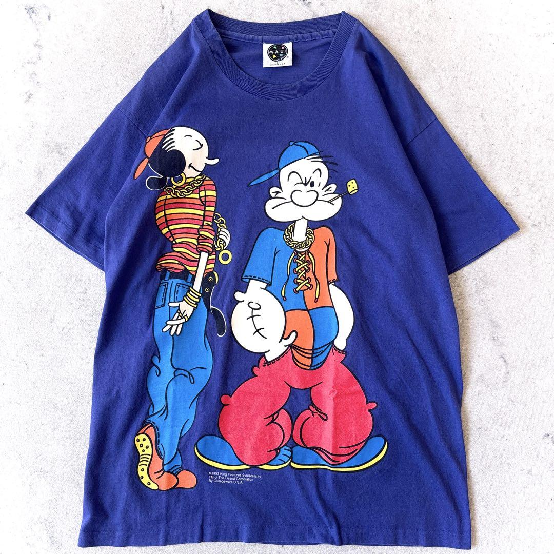 

[Б/У] Винтажная футболка Popeye Olive производства США 1993 года, размер L, фиолетовая, аниме