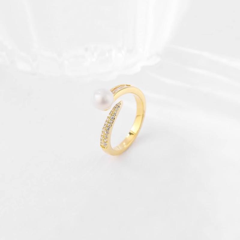 And Sophisticated Eyecatching Pearl Zircon Open Ring Perfect For Occasion Any