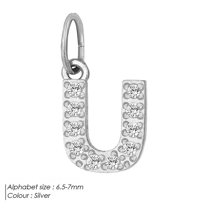 Europäischer & Amerikanischer Vollpavé Diamant Edelstahl Buchstabenanhänger mit DIY Zirkon Halskette & Armband Optionen