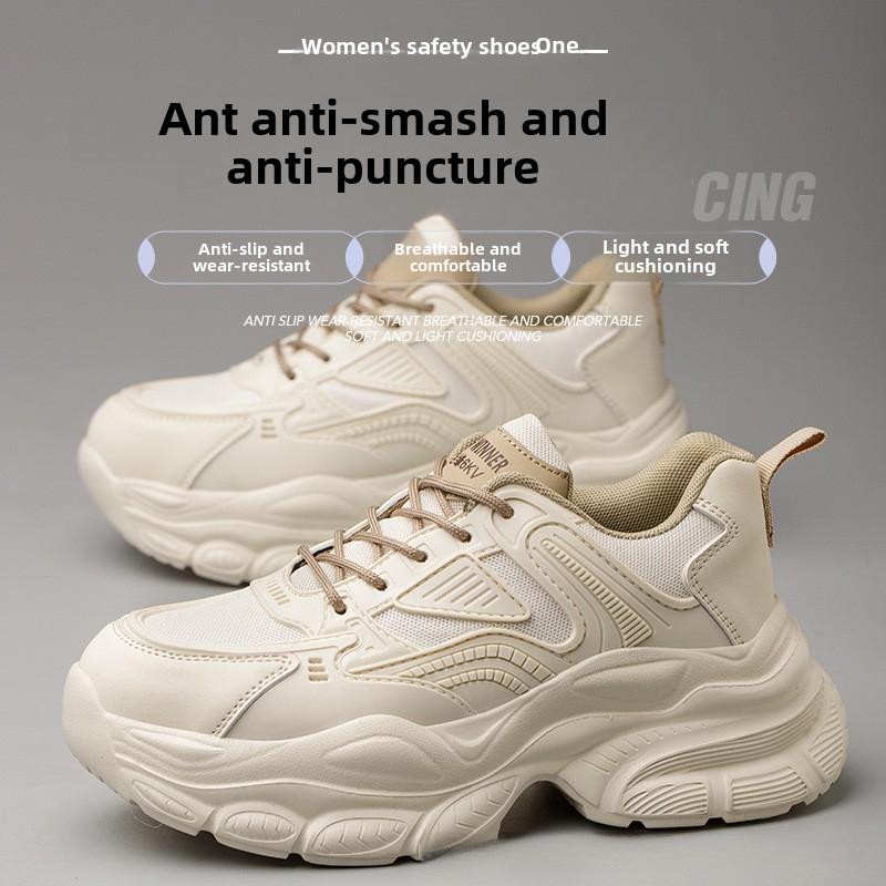 female industrial steel toe safety shoes woman breathable work shoes Lightweight Sneakers fashion spring/summer work sneakers