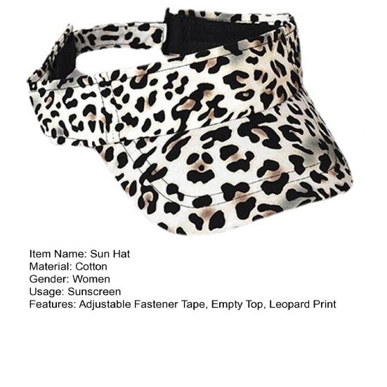 Leerer Dach Leopardenmuster Verstellbares Klettband Sonnenhut Damen Verlängerte Krempe Tennis Sporthut Modeaccessoires