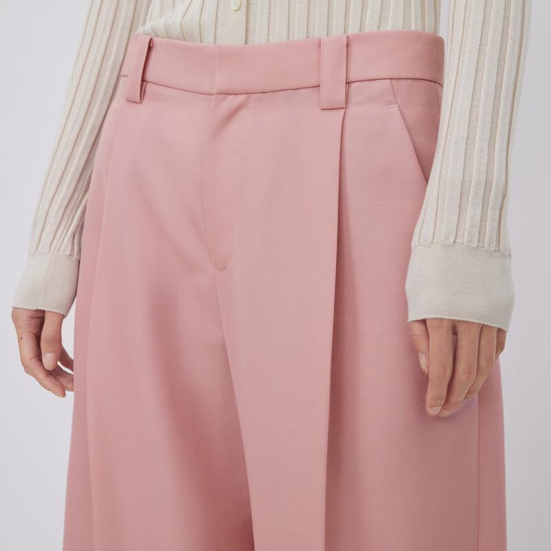 LESS Women's Lamb Wool Blend Straight-Leg Trousers