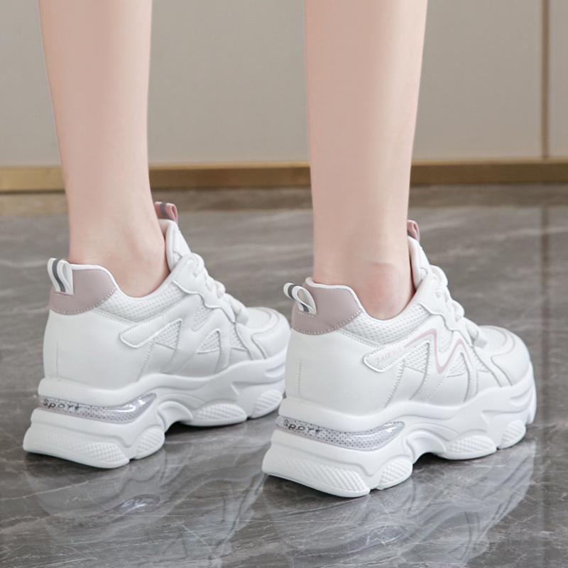 Fashion Air Cushion Platform Sports Shoes for Women Mesh Breathable Chunky Sneakers Woman Thick Sole Anti Slip Vulcanized Shoes