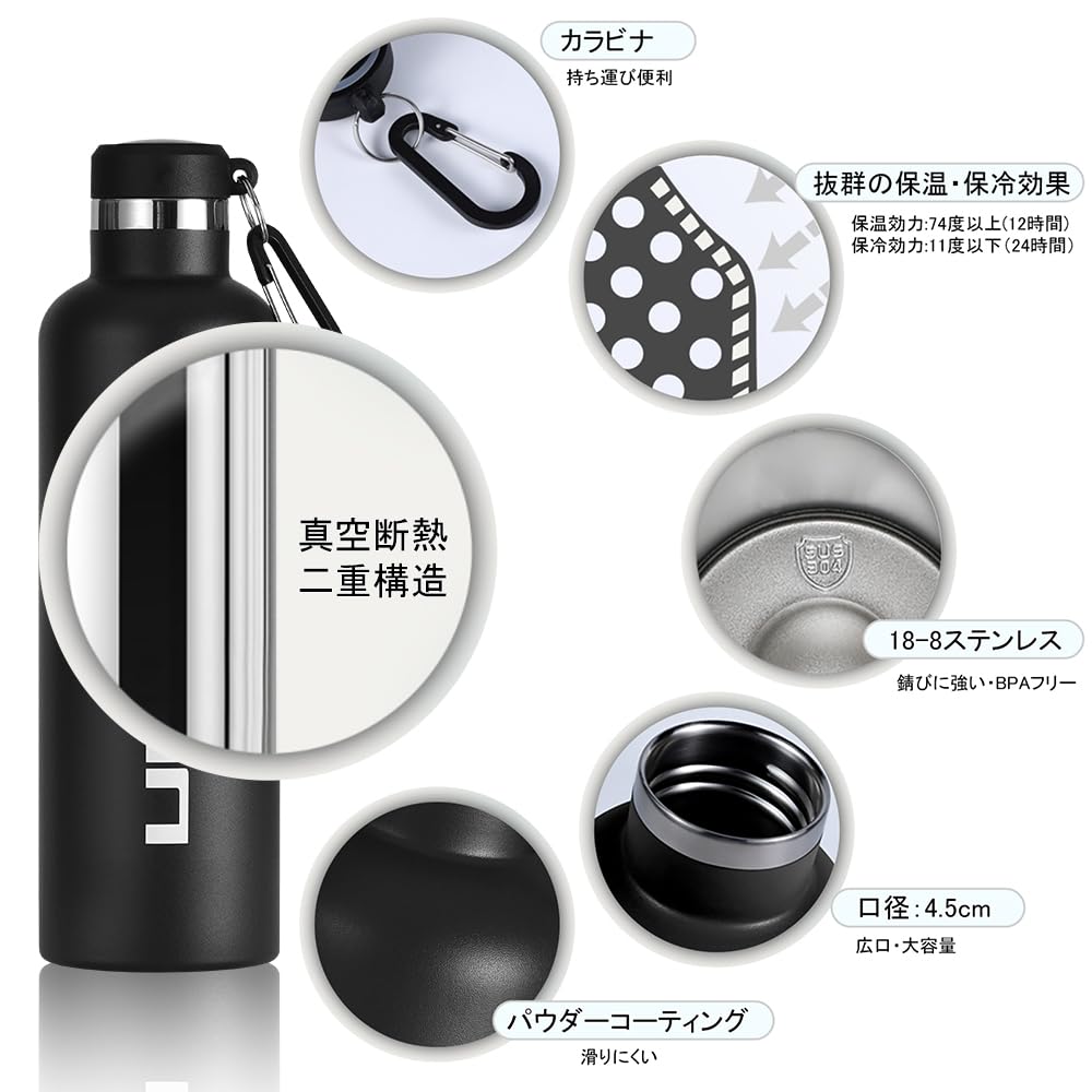 FEIJIAN Water Vacuum Thermal Sports Direct Stainless Steel Suitable for Sports Wide Water Bottle Cover For Black Bottle, 750ml, Insulated, Insulation,