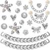High-End Pearl Chain Shoe Buckles: DIY Fragrance-Style Decorative Set with Shiny Clogs and Floral Accessories
