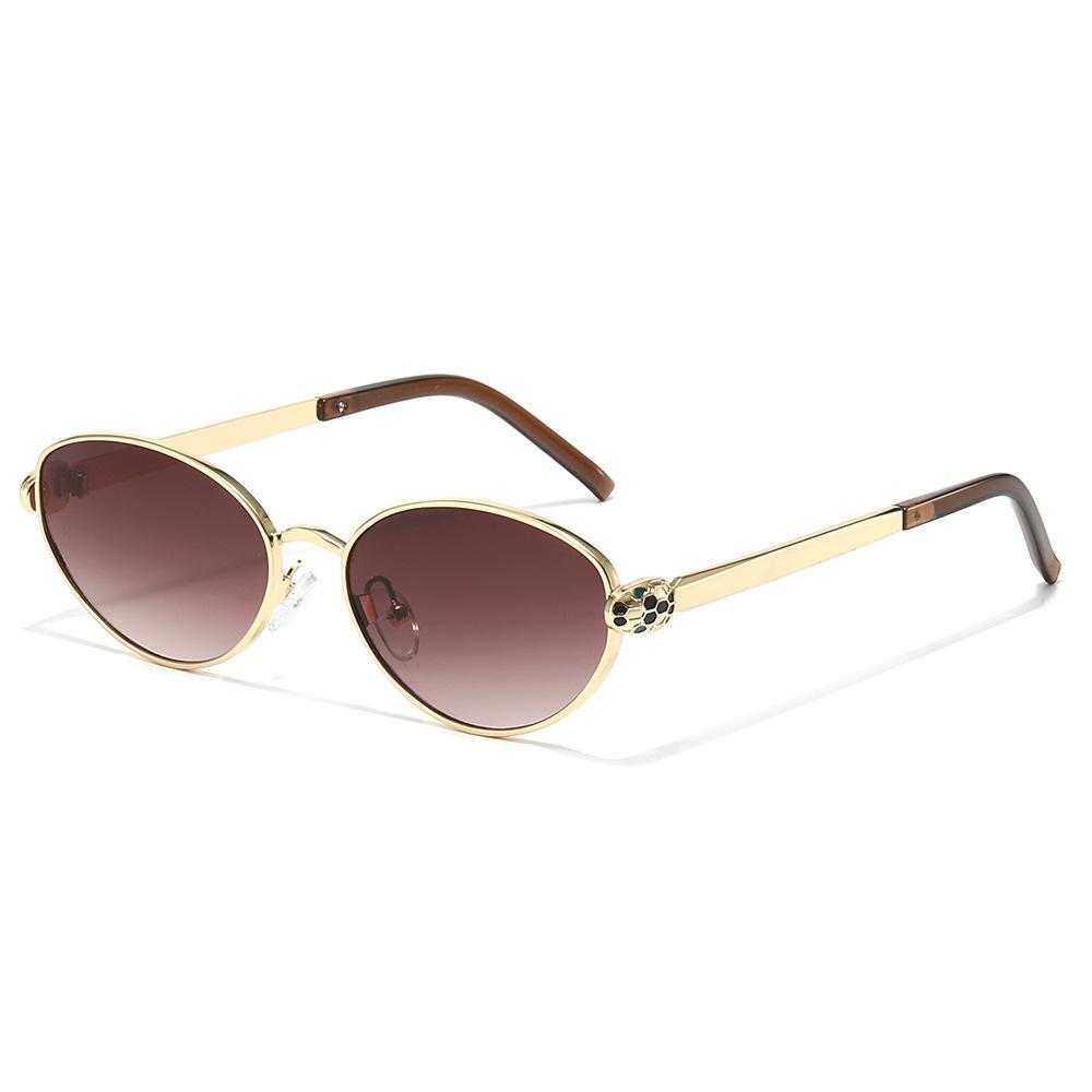 New retro fashion European and American high-end sunglasses, men's and women's spirit snake head cat eye light luxury metal sunglasses