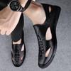 Fashion Summer Business Men's Sandals Toe Wrapped Sandals Leather Soft Casual Shoes Hollow Out Beach Sandals Comfortable Male Sandalia