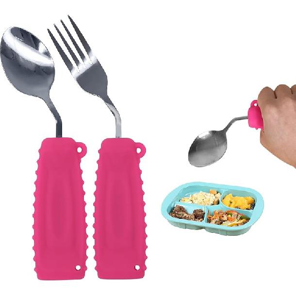 Adaptive Utensils, Weight Utensils for Tremors and Parkinson Patients, Utensil Set Spoon and Fork for Elderly