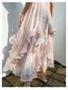 Women's Seaside Holiday Chiffon Printed Spaghetti Strap Long Beach Dress