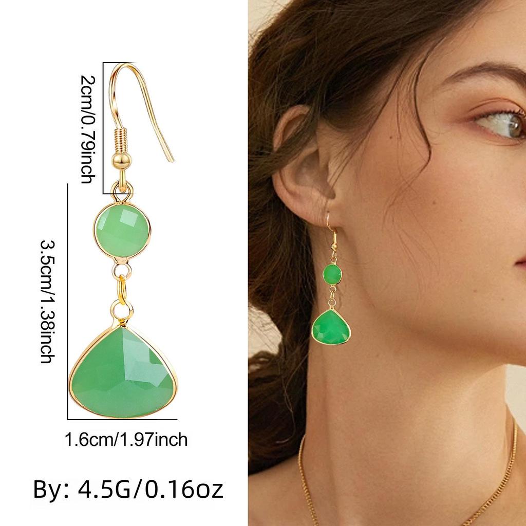 Fresh Copper Water Drop Earrings with Blue & Pink Crystals - Stylish For Women, European & American-Style Jewelry